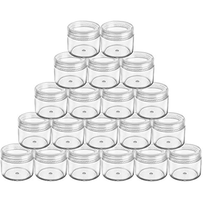 Bekith 60 Pieces 0.7oz / 20 ml Round Plastic Pot Jars, Empty BPA Free Plastic Cosmetic Containers with Lids for Creams, Eye Shadow, Makeup, Powder, Jewelry, Samples, Clear, 0.7 Ounce (Pack of 60) - Image 5